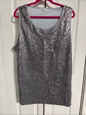 Silver Sequin Sleeveless Top